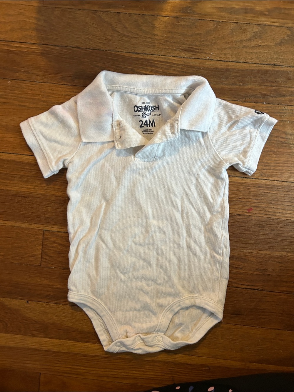 OshKosh B'gosh White Polo-Style Infant Bodysuit